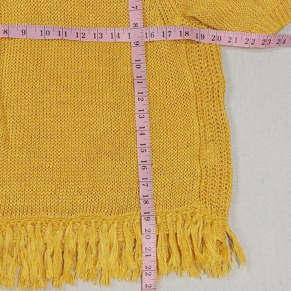 J. Crew Sweater Size Medium Yellow Linen Crew Neck Short Sleeve Tasseled - Picture 7 of 16